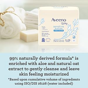 Aveeno Baby Wipes are Enriched with Aloe and Oat Extract to Gently Cleanse and Moisturize Skin