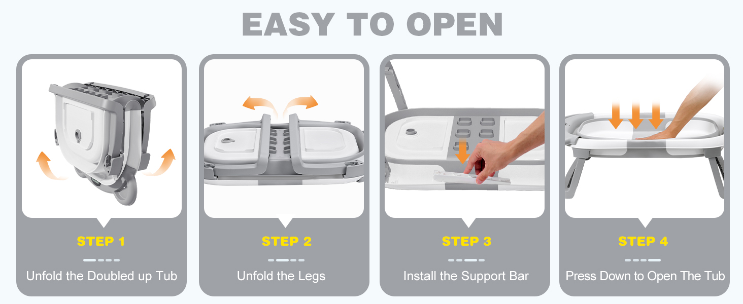 collapsible baby bathtub gray