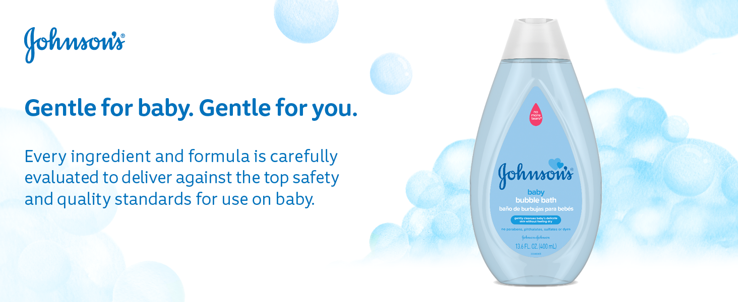 Bottle of gentle Johnson's Baby Bubble Bath 