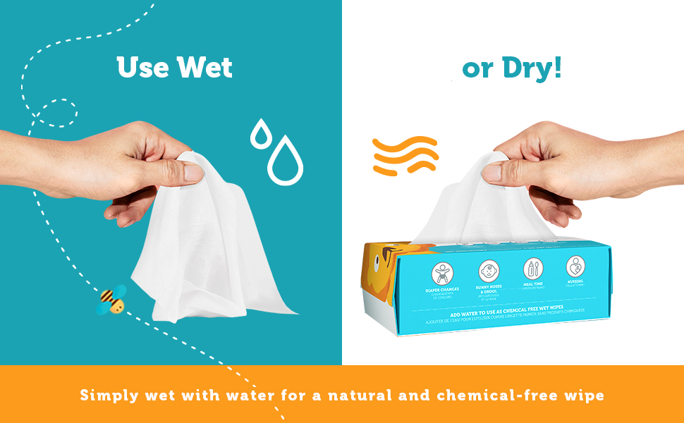 Use Dry or Wet - just add water for a strong and durable wipe