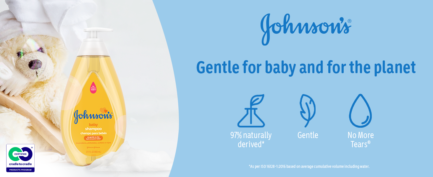 Johnson&#39;s Baby Shampoo with a mild, tear free formula that is gentle for baby &amp; the planet