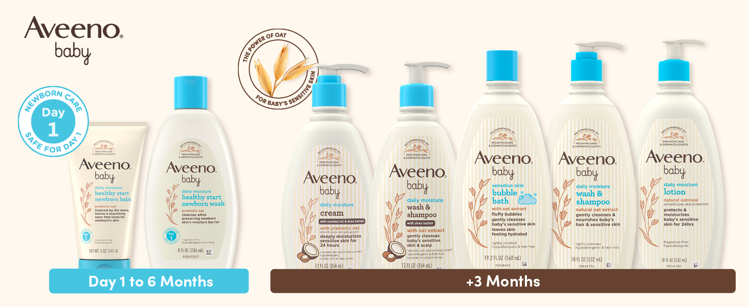 Aveeno Baby products, harnessing the power of oat to care for baby's sensitive skin from day one