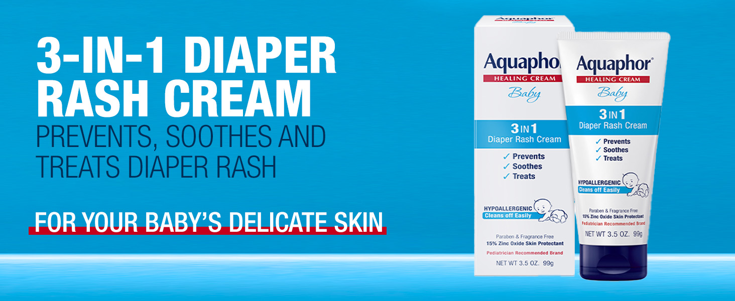 3-in-1 diaper rash cream prevents, soothes and treats diaper rash for your baby's delicate skin