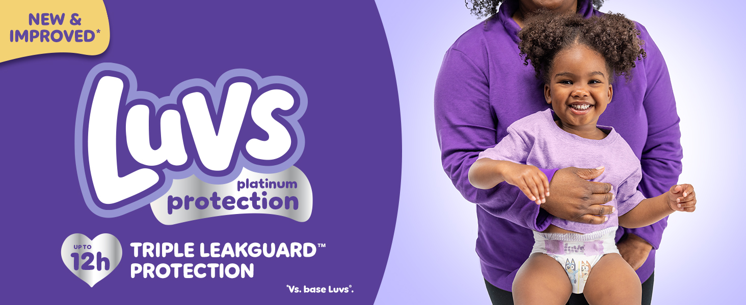 Luvs platinum protection. up to 12 hour triple leakguard protection